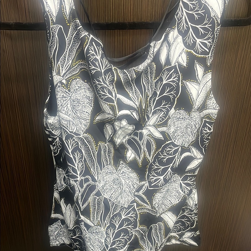 White House Black Market Embellished Black and White Tank Top